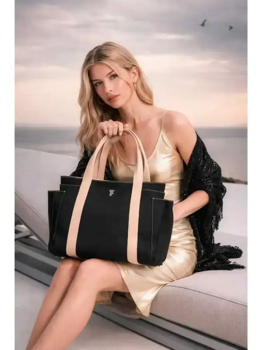 Feel & Touch Текстилна Плажна Чанта Черна Feel & Touch Текстилна Плажна Чанта Черна