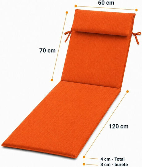 Pucioasa Pernă Pentru Pat De Soare Cu Spătar Portocalie 60x190cm