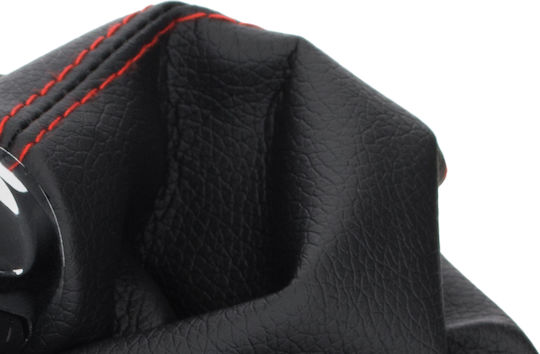 Audi A5 8t 07-16 Black + Chrome 6 Speed Shift Knob + Black Gaiters Red Thread