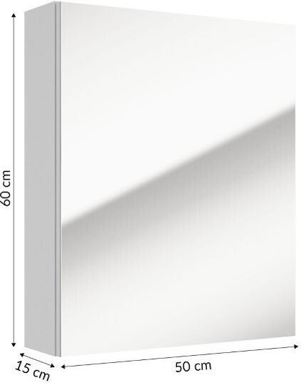 Deftrans Badezimmerspiegel aus Spanplatte mit Schrank 60x50cm Weiß