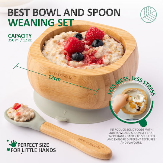 Eco Rascals Bamboo Feeding Set with Anti-Slip Base Beige 2pcs