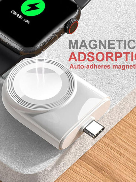 Încărcător Wireless Smartwatch Compatibil Apple Iwatch 1/9 Magnetic Tip-c Fără Cablu Direct La Dock Computer Alb