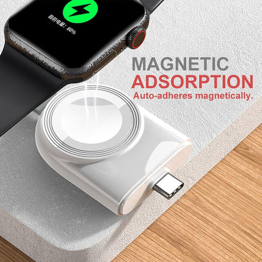 Încărcător Wireless Smartwatch Compatibil Apple Iwatch 1/9 Magnetic Tip-c Fără Cablu Direct La Dock Computer Alb