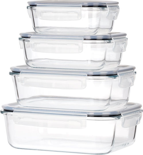 Vilde Set of Transparent Glass Lunch Boxes 4 Pieces