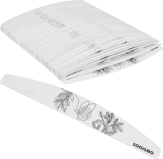 Set 100 Fișe Pentru Unghii Zola Subțiri Curbate Granulație 100/180 Zebra Formă Manichiură Pedichiură