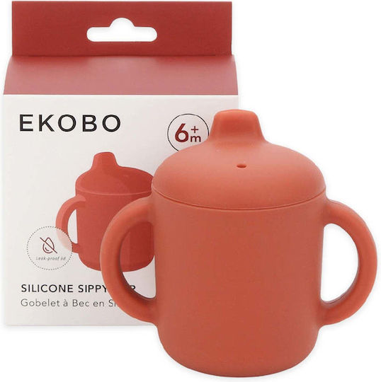Ekobo Εκπαιδευτικό Μπιμπερό Σιλικόνης με Λαβές Ροζ