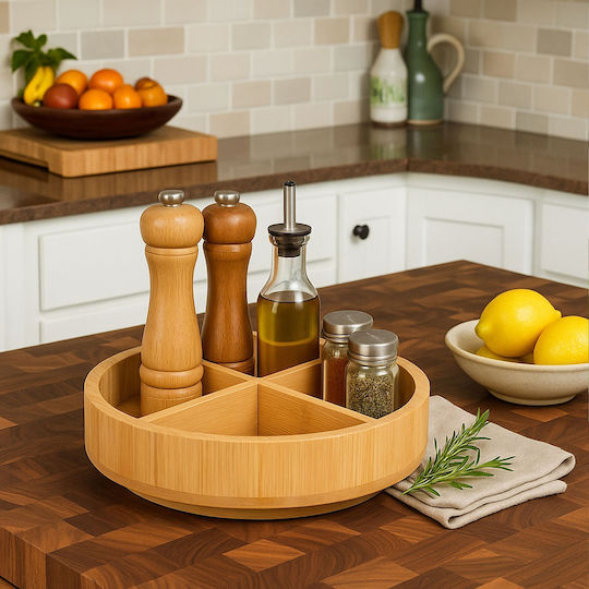 Relaxdays Rotating Spice Organizer Bamboo Brown