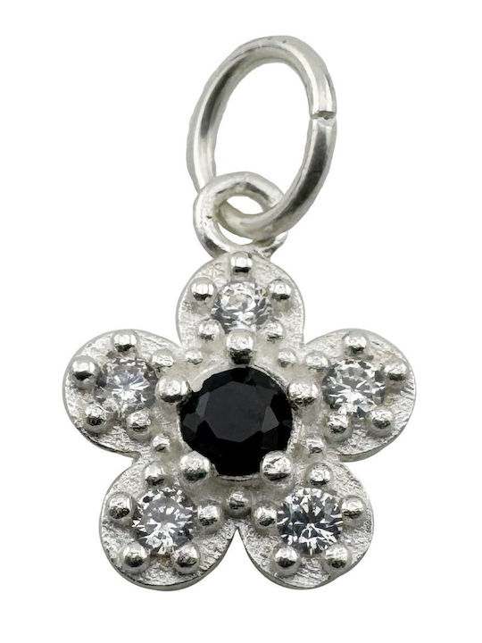 Alista Home Charm Flower in Silver with Black Zircon