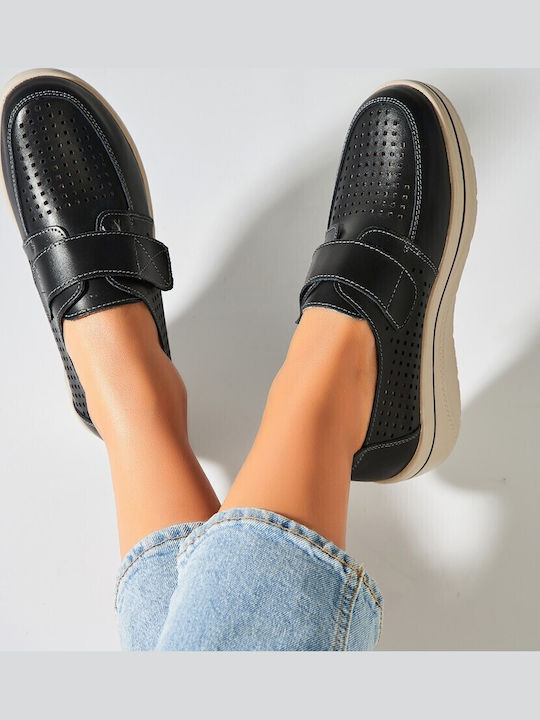 Leder Damen Mokassins in Schwarz Farbe
