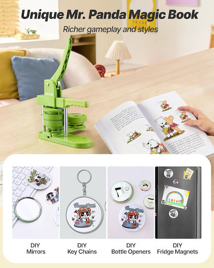 Vevor 75 Mm Plastic Button Maker Machine 100 Pieces Mr Panda Circular Cutter Hex Keys Reinforced Ergonomic Handle Diy Personalized Pins