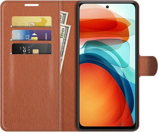Tel1 Xiaomi Poco X3 GT Litchi Texture Horizontal Flip Book Case Brown