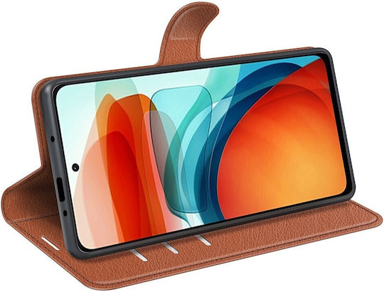 Tel1 Xiaomi Poco X3 GT Litchi Texture Horizontal Flip Book Case Brown