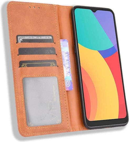 Tel1 Tcl 20y Alcatel 1s 2021 Magnetic Buckle Retro Book Brown Mobile Phone Case