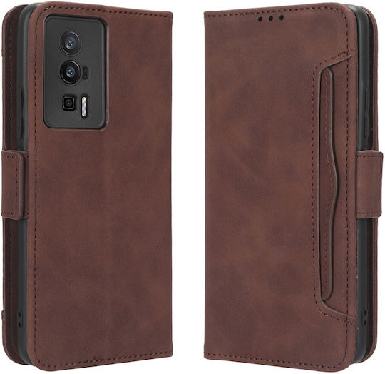 Tel1 Xiaomi Poco F5 Pro 5g Skin Feel Calf Texture Card Slots Book Case Brown