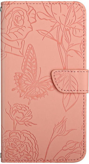 Tel1 Xiaomi Poco C65 Xiaomi Redmi 13c 4g/5g Skin Feel Butterfly Embossed Book Case Pink