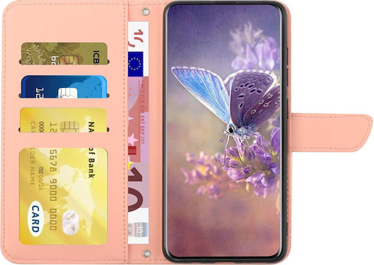 Tel1 Xiaomi Poco C65 Xiaomi Redmi 13c 4g/5g Skin Feel Butterfly Embossed Book Case Pink