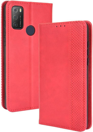 Tel1 Tcl 20y Alcatel 1s 2021 Magnetic Buckle Retro Book Case Red