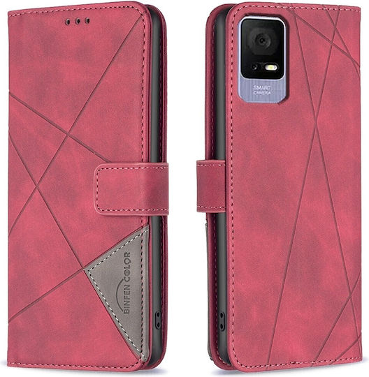 Tel1 Tcl 40 Se Magnetic Buckle Rhombus Θήκη Βιβλίο Red