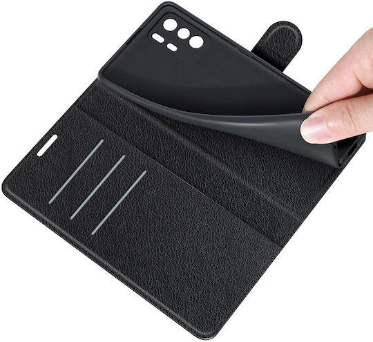 Tel1 Xiaomi Poco X3 Gt Litchi Texture Horizontal Flip Θήκη Βιβλίο Black