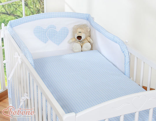 Bobono Σετ Κούνιας Blue Checkered Hearts 3τμχ