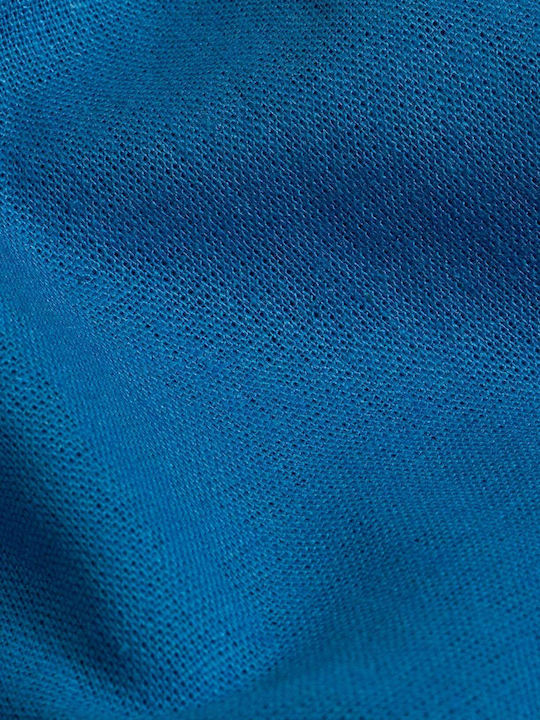 Pantaloni Dama Capri Din In Cu Fit Regular Albastru