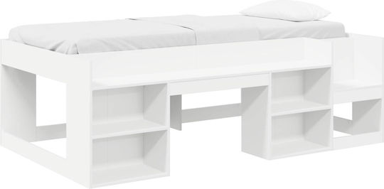 Kinderbett Einzel mit Stauraum Weiß für Matratze 90x200cm