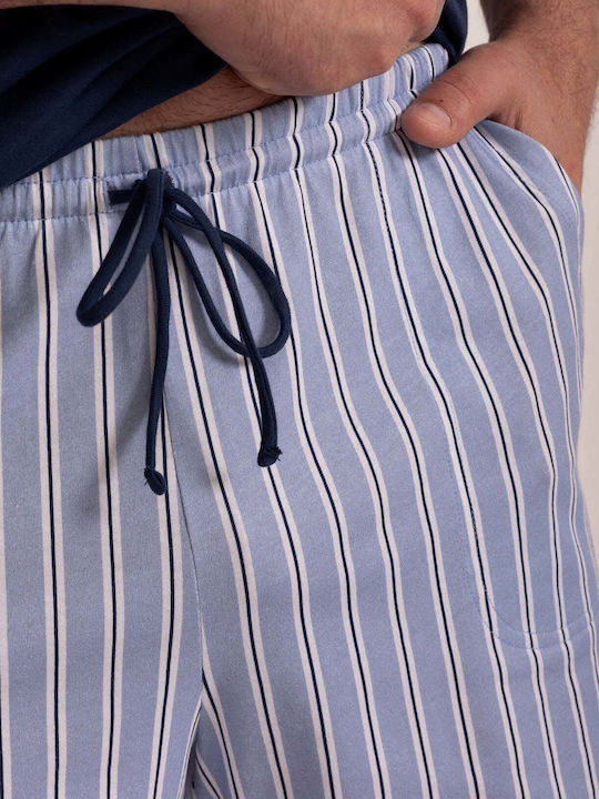 Sofiaman Sommer Herrenpyjama Bermuda Baumwollene Marineblau