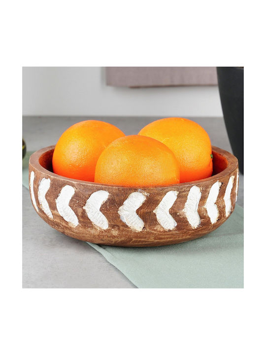 Vilde Round White Wooden Serving Bowl with Diameter 20cm