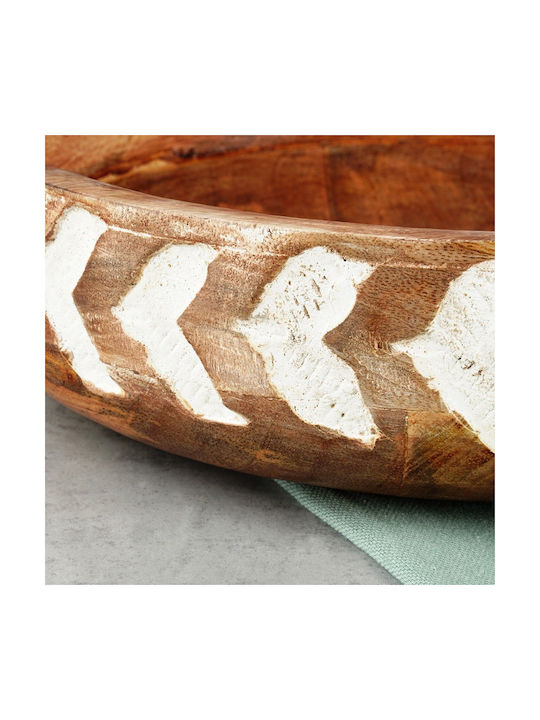 Vilde Round White Wooden Serving Bowl with Diameter 20cm