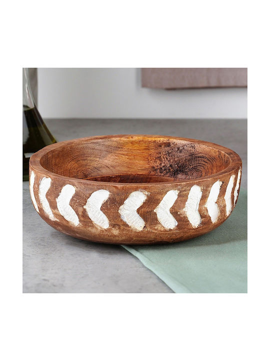 Vilde Round White Wooden Serving Bowl with Diameter 20cm