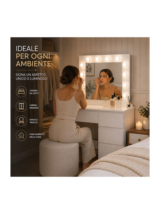 Floor-standing Bedroom Dressing Table Wooden White with Mirror 94x43x140cm