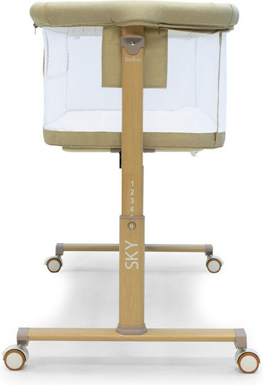 Asalvo Cradle with Mattress and Wheels Beige