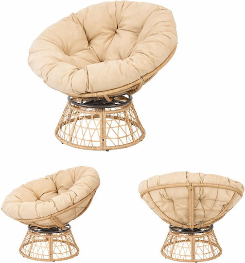 Outdoor Chair Metallic Cecil Brown with Cushion 96x96x88cm