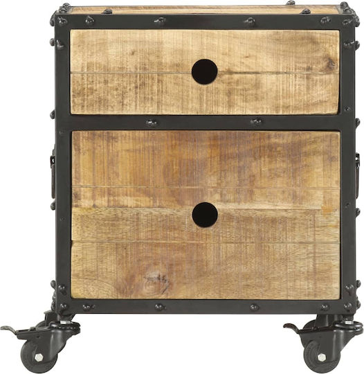 Нощно Шкафче Дървено Черно 40x30x50см