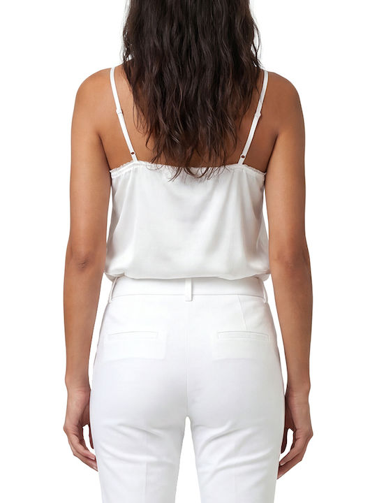 Twenty 29 Damen Twenty-29 Satin Ärmellose Top mit V-Ausschnitt Weiß