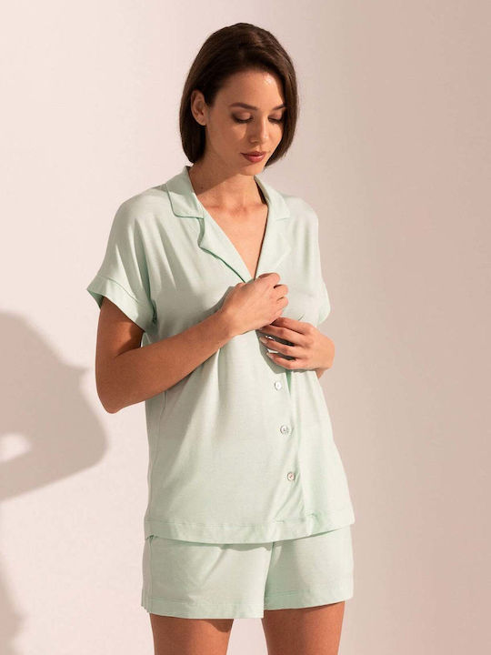 Sofiaman Sofiaman Sommer Damen Schlafanzug Set Grün Cameron