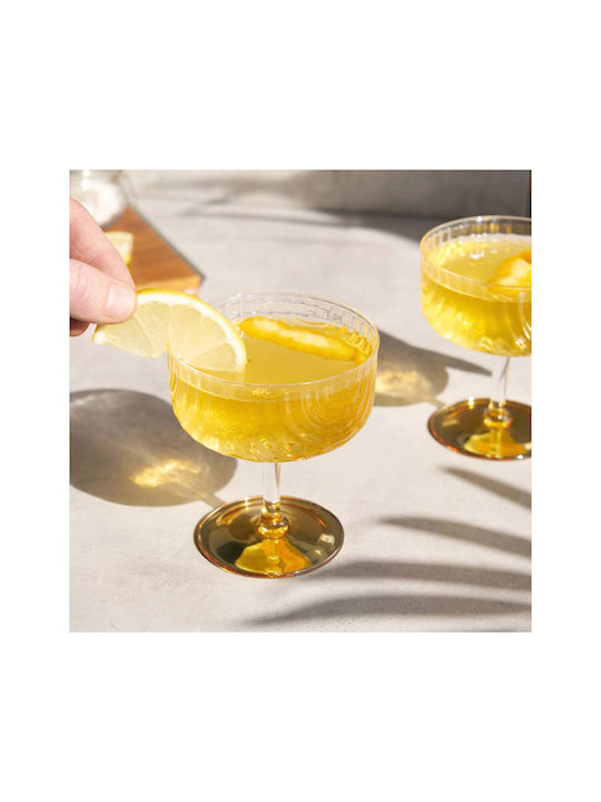 Viski Gatsby Set Cocktail/Drinking Glasses Made of Glass in Gold Colour 266ml 2 Pieces