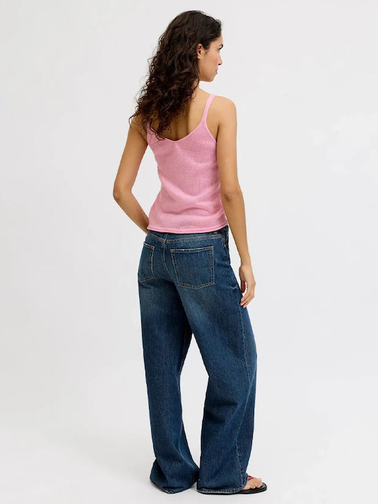 Women's Sleeveless Blouse with V-Neckline Pink