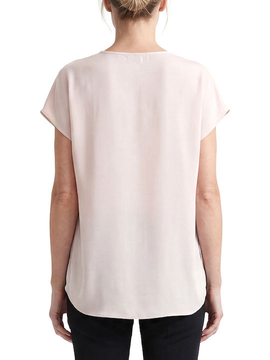 Twenty 29 Twenty 29 Damenbluse Satin Kurzärmelig mit V-Ausschnitt in Ecru