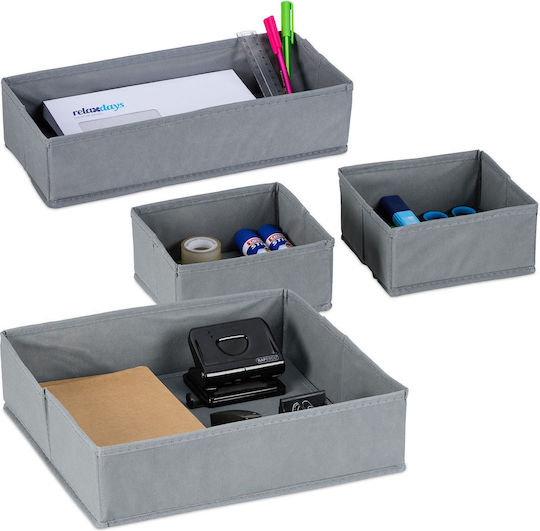 Relaxdays Organizer Συρταριών για Εσώρουχα / Ζώνες / Κάλτσες σε Γκρι Χρώμα 10x33x35cm 4τμχ