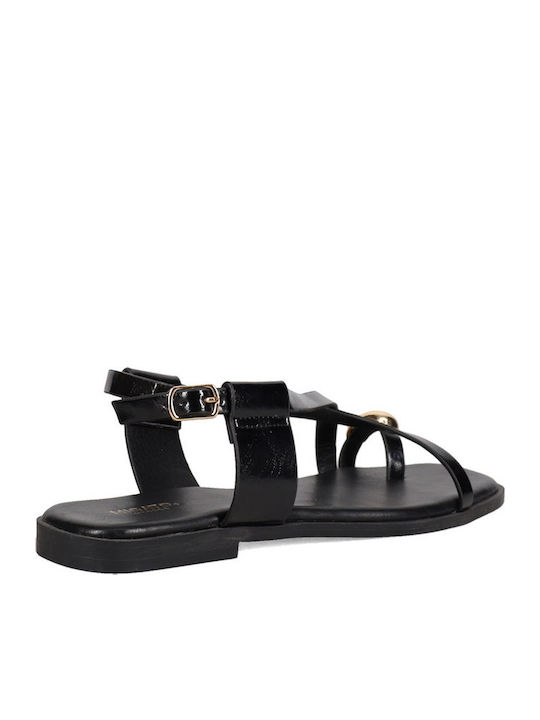 Damen Flache Sandalen Schwarz