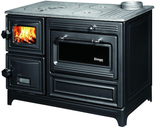 Simge No 501 Wood Stove from Enameled Steel with Oven 9kW Gray