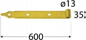 Domax Strap Hinge 600mm Fi13 Golden Zinc Gates Doors