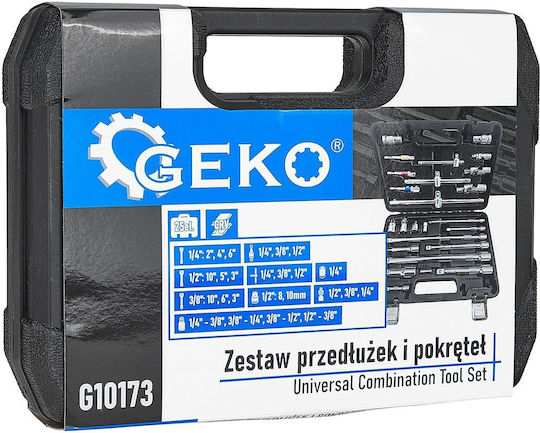 Geko Cheie Cu Clichet Cu Tubulare 1/4" & 3/8" & 1/2" 25 Bucăți