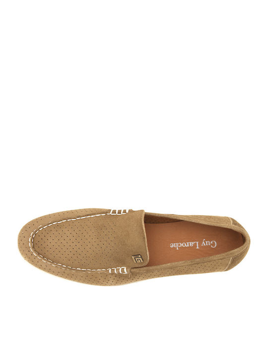 Suede Men's Loafers in Beige Colour