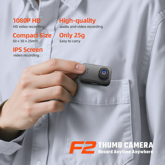 Mini FDF2 128GB Action Camera Full HD (1080p) με Οθόνη Μαύρη