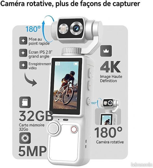 Pocket 3 Pro Action Camera 4K Ultra HD με Οθόνη Λευκή