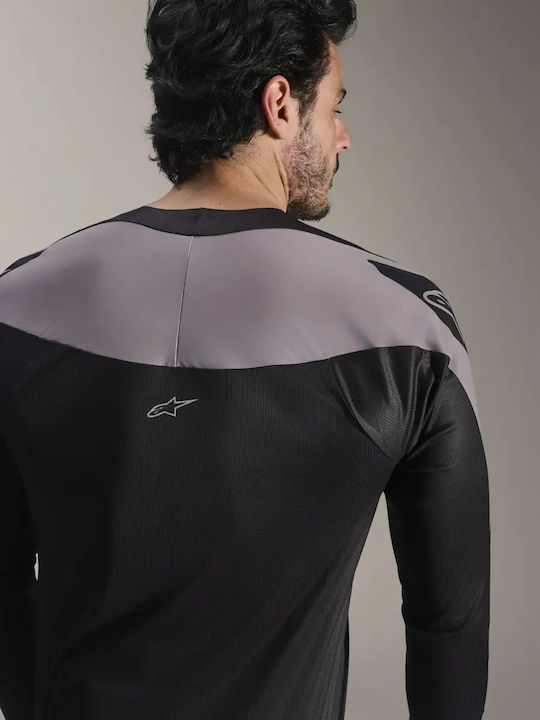 Herren Lange Ärmel Fahrradtrikot Mountain Bike Schwarz