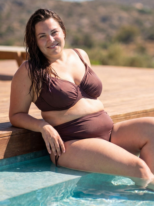 Women's Bikini Swimsuit R8405 Bikini Set with Light Padding Brown