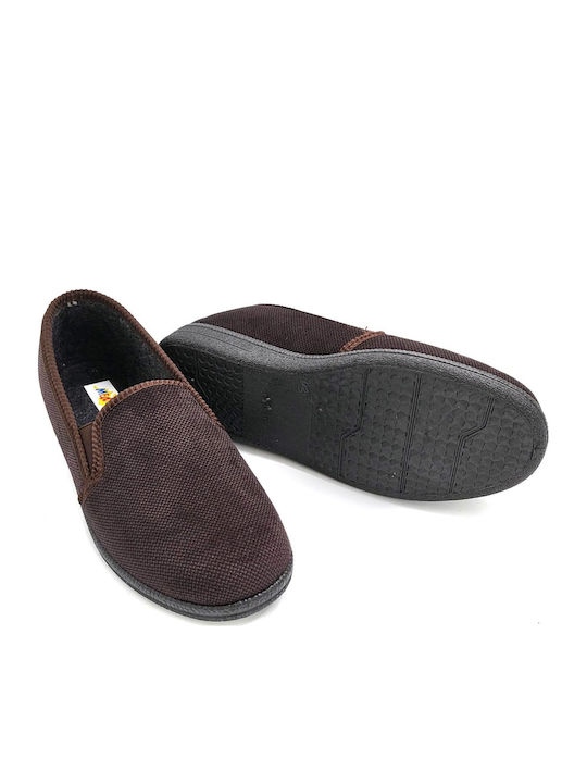 Heel Enclosed Winter Men's Brown Slippers